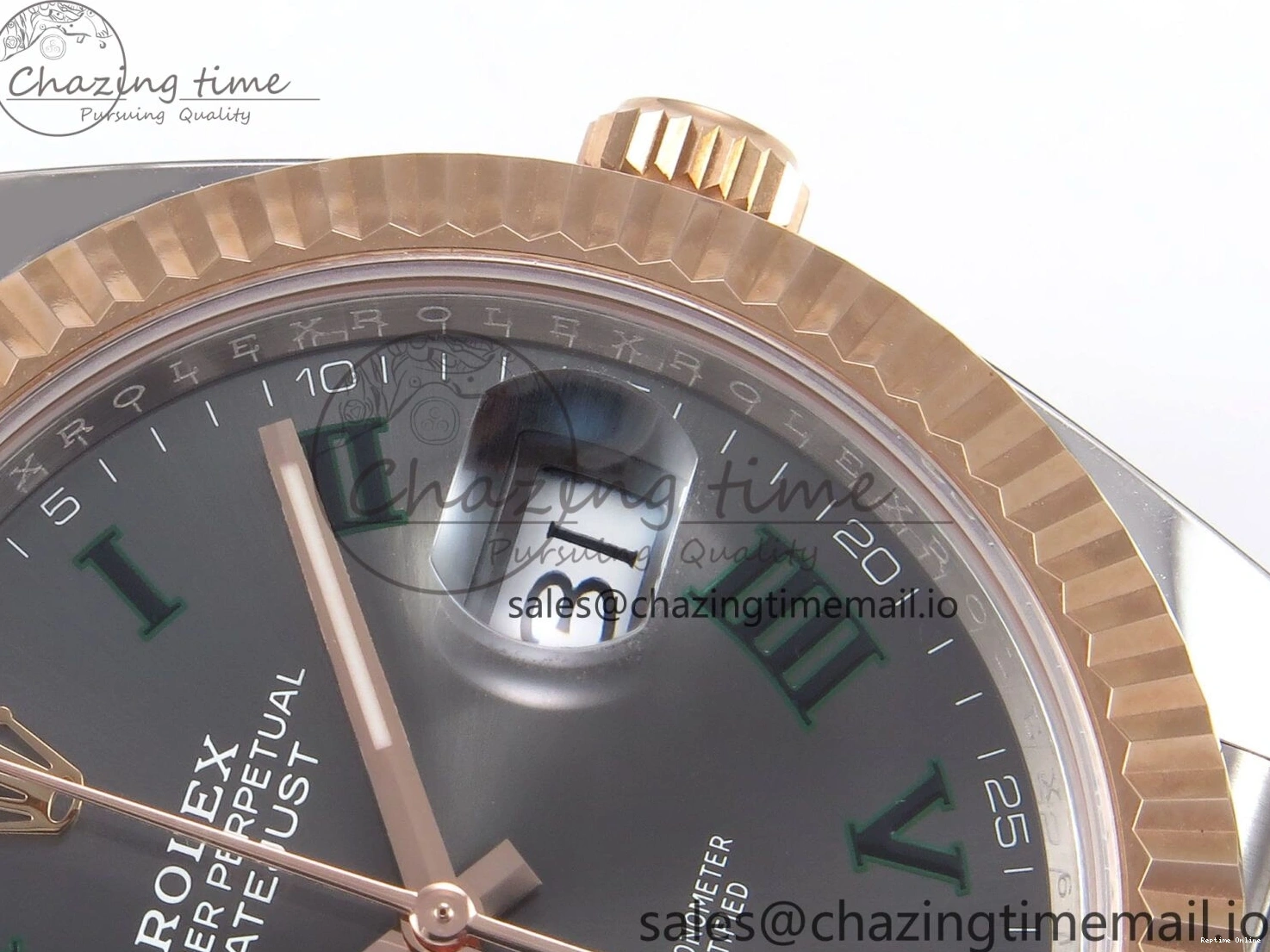 0122 DateJust 41 126331 ARF 1:1 Best Edition 904L Steel Gray Dial Green Roman Marker on SS RG Jubilee Bracelet SH3235（Gain Weight） FastDry 1103